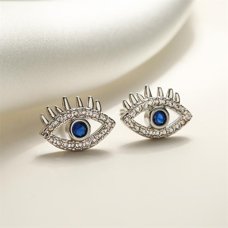 Trendy Gold Color Huggie Earrings for Women Luxury Zircon Blue Evil Eye Charm Dangle Drop Earrings Girls Daily Wear Jewelry Gift