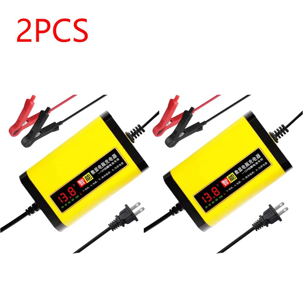 6-1PCS 12V Car Battery Charger 220V 110V LED Display Short Circuit Protection Power Charger Car Charger for Motorcycle EU/US/UK