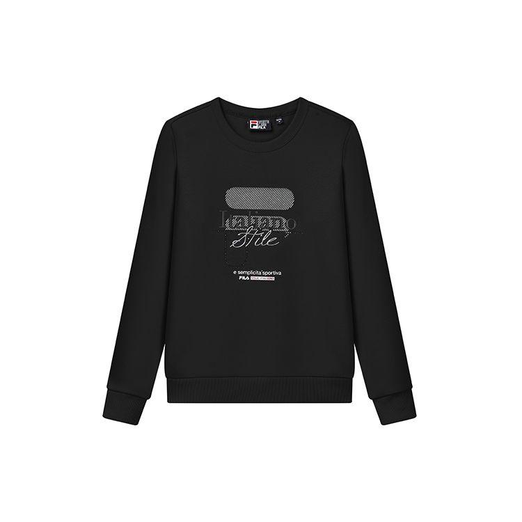 

FILA Logo Print Crew Neck Pullover Sports Casual Sweatshirt Women sweatshirt Black F11W132253F-BK S