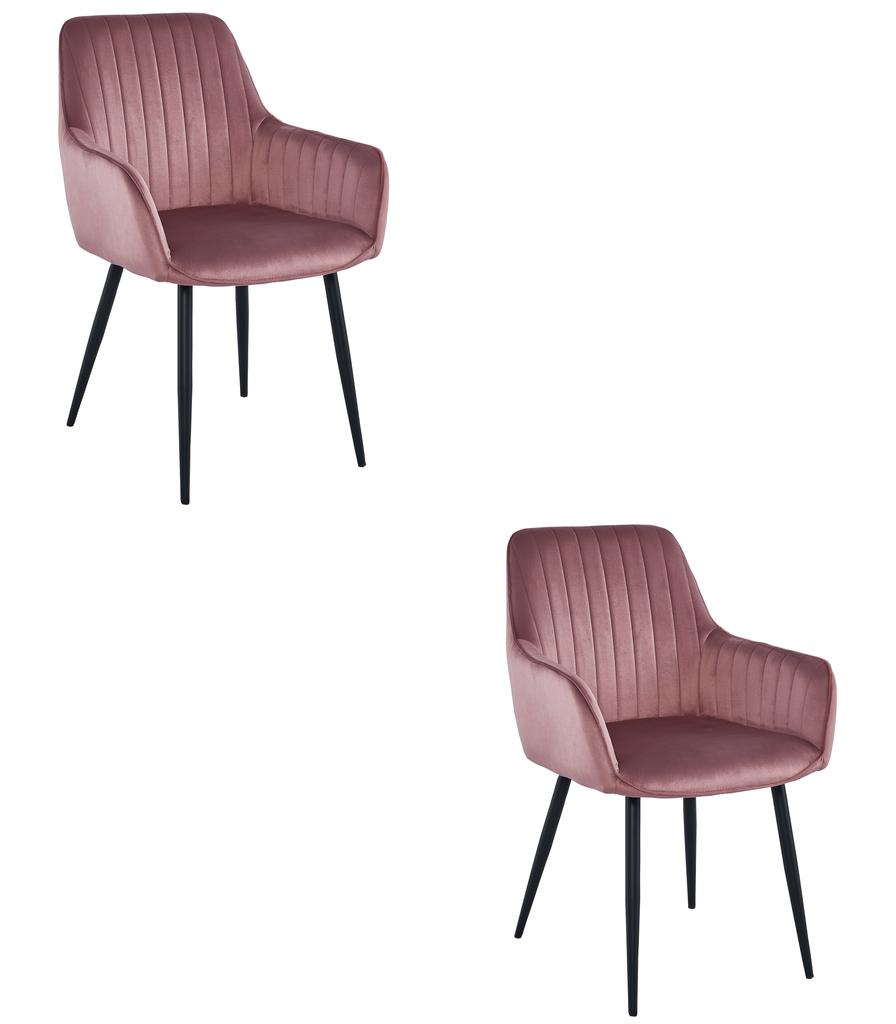 SOLDEN chair - pink velvet / black legs x 2