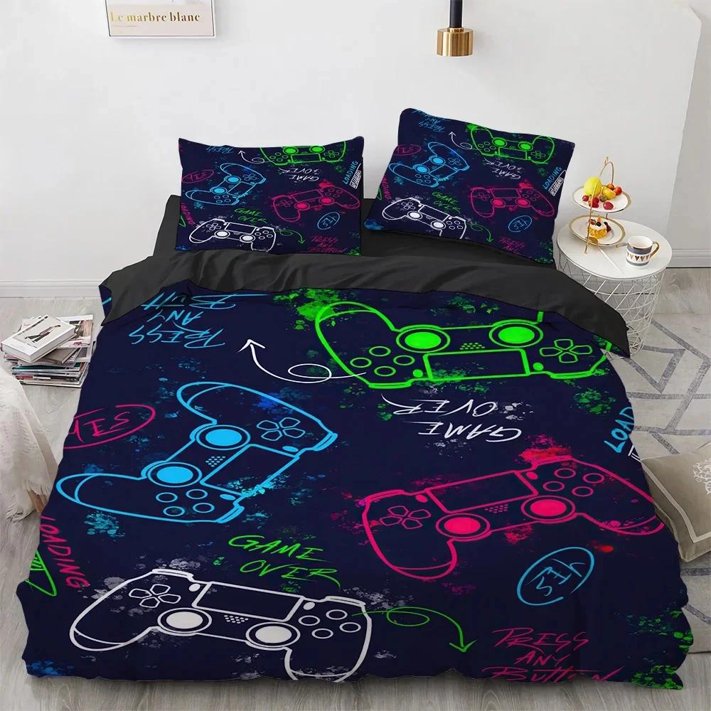 3D Gamer Bettwäschesets für Jungen Gaming Bettbezug Set Queen Videospiele Bettdeckenbezug, Playstation Designs Bettset für Teenager Jungen
