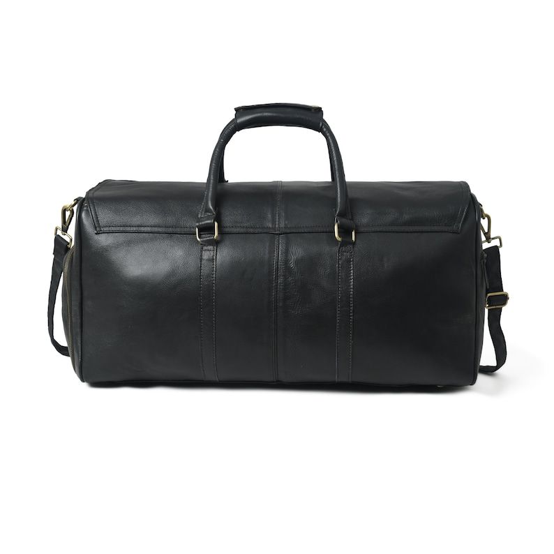 Full Grain Leather Weekender Duffel Bag - Shoe Compartment