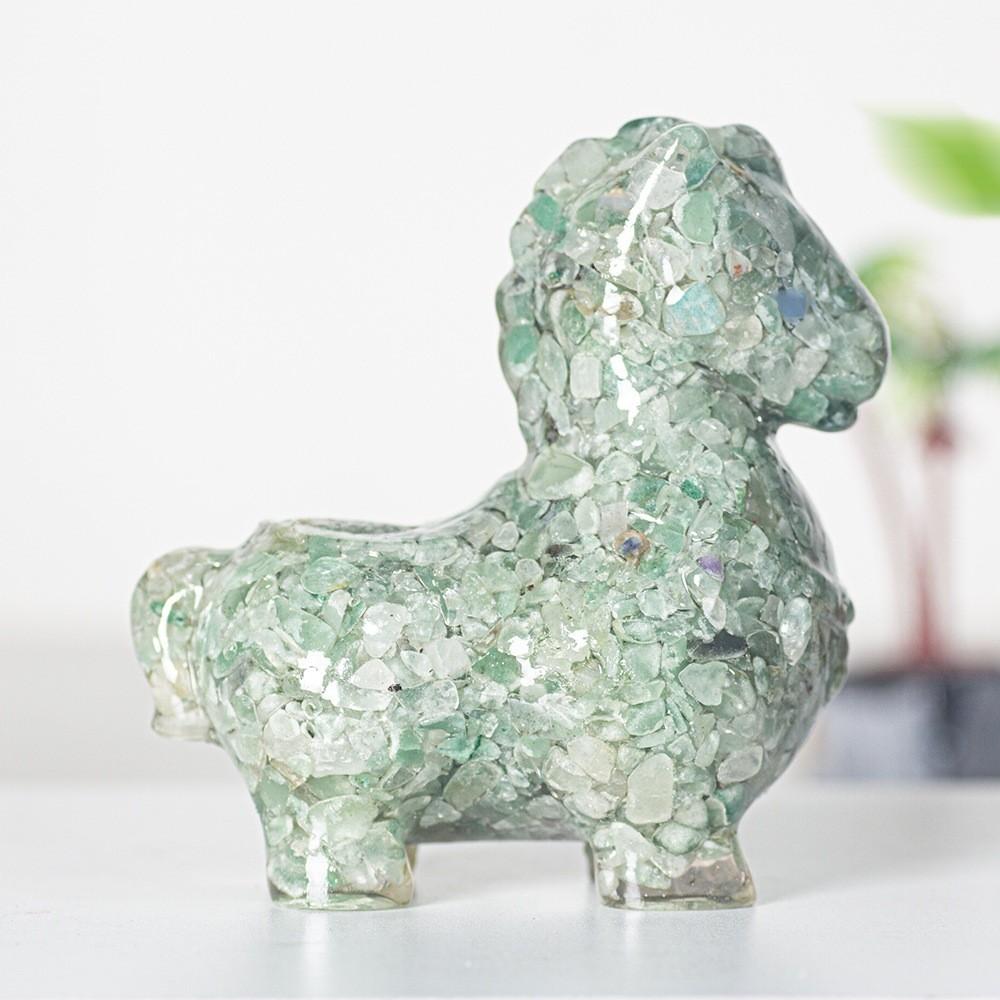 Resin Animal Figurine Decor With Crystals For Home Office And Gift Use