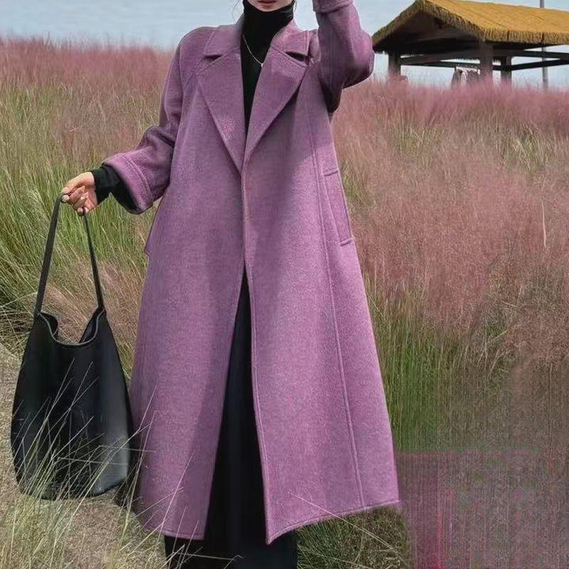 

2025 Autumn/Winter Women s Double-Sided Wool Coat - Black S 54-64kg