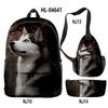 Classico Novità Strano Divertente Cool Husky Stampa 3D 3pz/Set alunno Zaini Scolastici Zaino per Viaggio per Laptop Borsa da Petto Astuccio