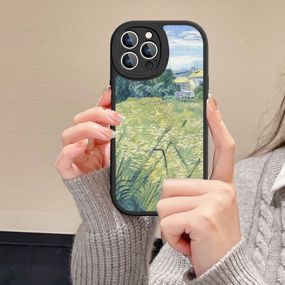 Van Gogh Oil Painting Leather Phone Case For IPhone 16 15 14 13 12 11 Pro Max Plus Shockproof Cover