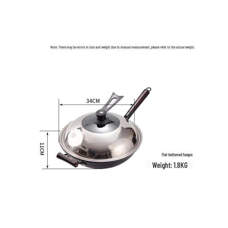 Luchuan Old-Fashioned Round & Flat Bottom Cast Iron Non-Stick Frying Pan for Gas Stoves