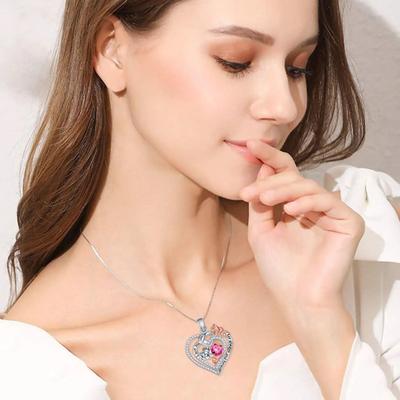 Collana Cuore "Ti Amo Per Sempre" da Donna Collana Cuore in Zirconia Cubica Oro Rosa Regalo Gioiello per San Valentino Compleanno per Moglie Mamma