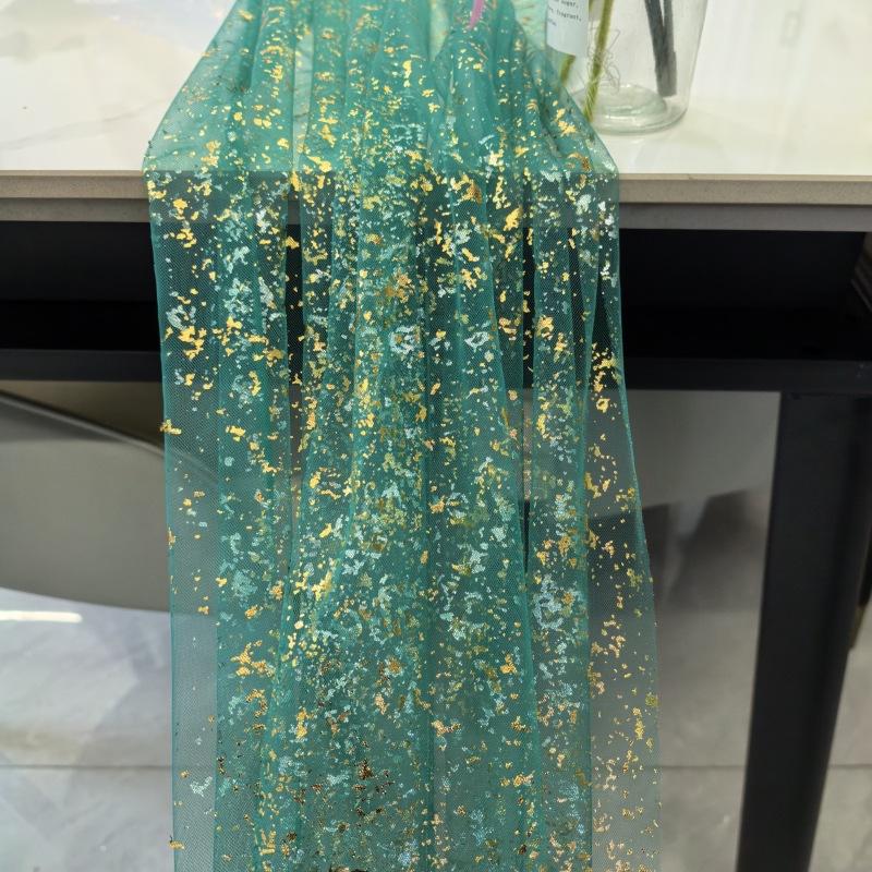 1pc 70cm/27.56in Table Runners Sheer Tulle Cheesecloth with Glitter Metallic Foil for Birthday Anniversary Dining Table Decor