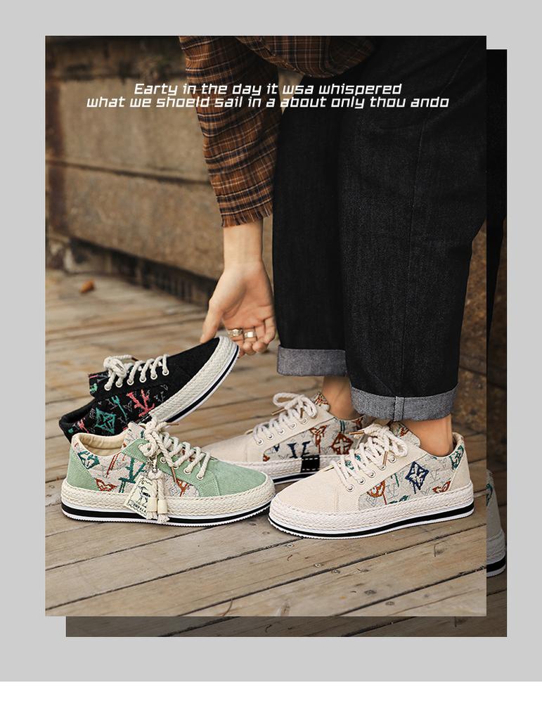 Men's shoes 2025 new fashion breathable national style corduroy casual lazy shoes one pedal men's board shoes cloth shoes