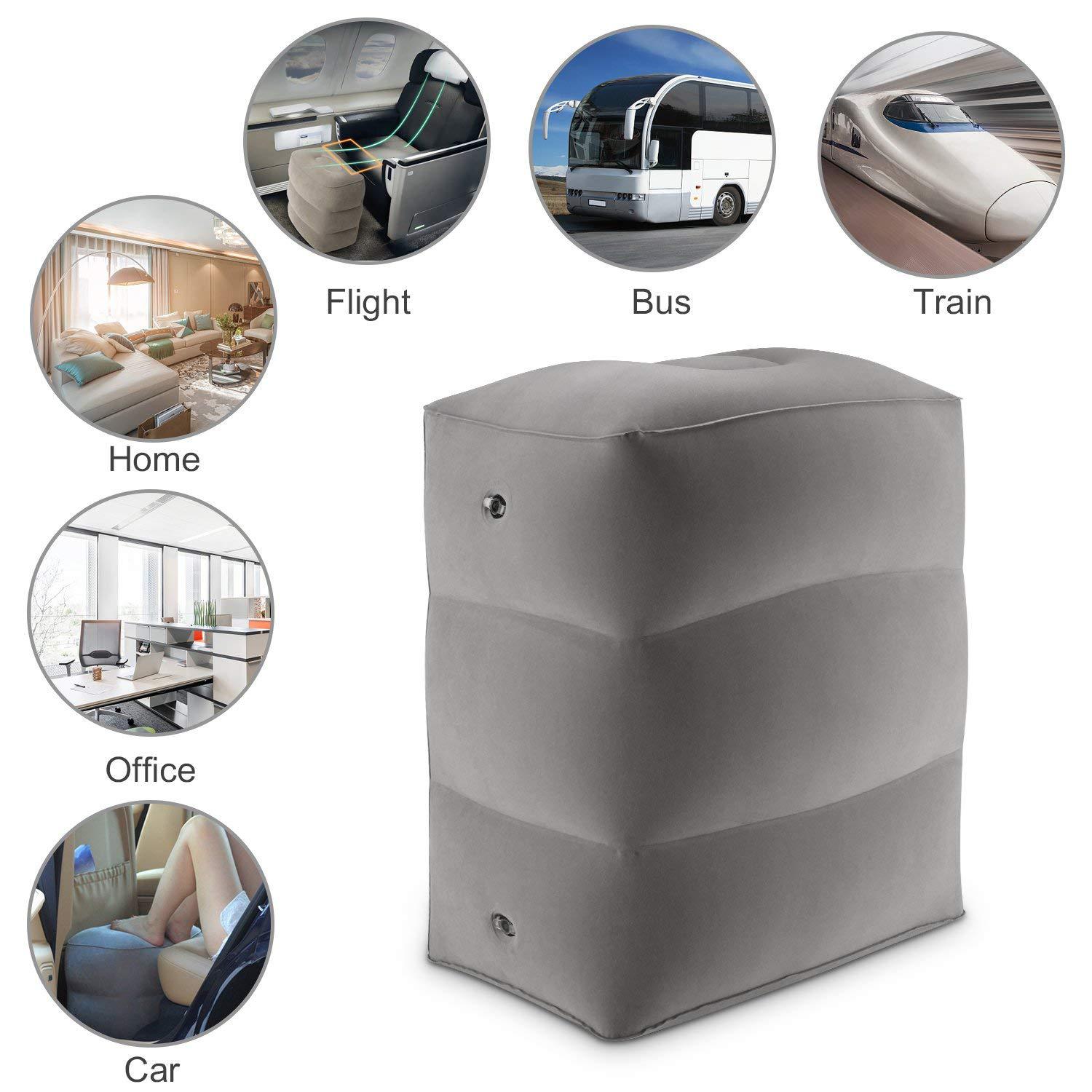 

Inflatable Foot Mat Outdoor Travel Creative Airplane High-speed Rail Portable Foot Stool Office Lunch Break Leg Pillow Foot Mat серый