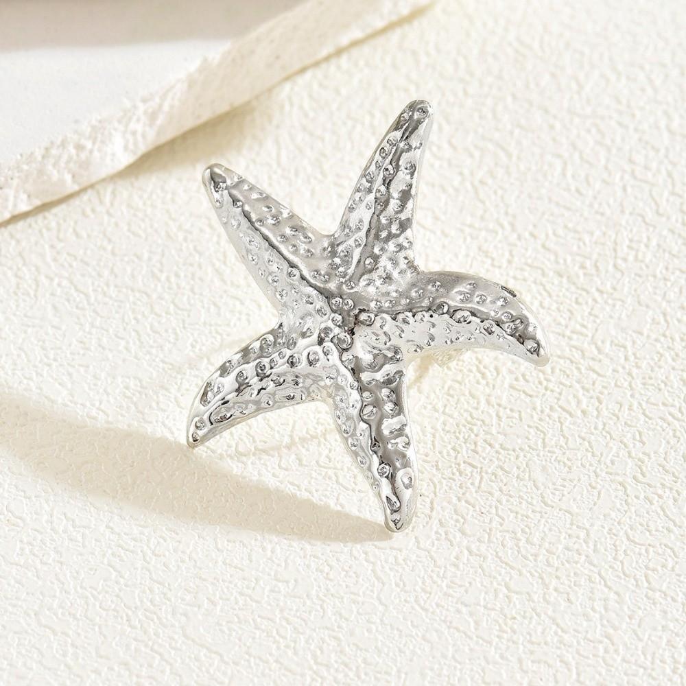 Metal Vintage Conch Rings Irregular Geometric  Rings Creative Pearl Starfish Rings  For Women