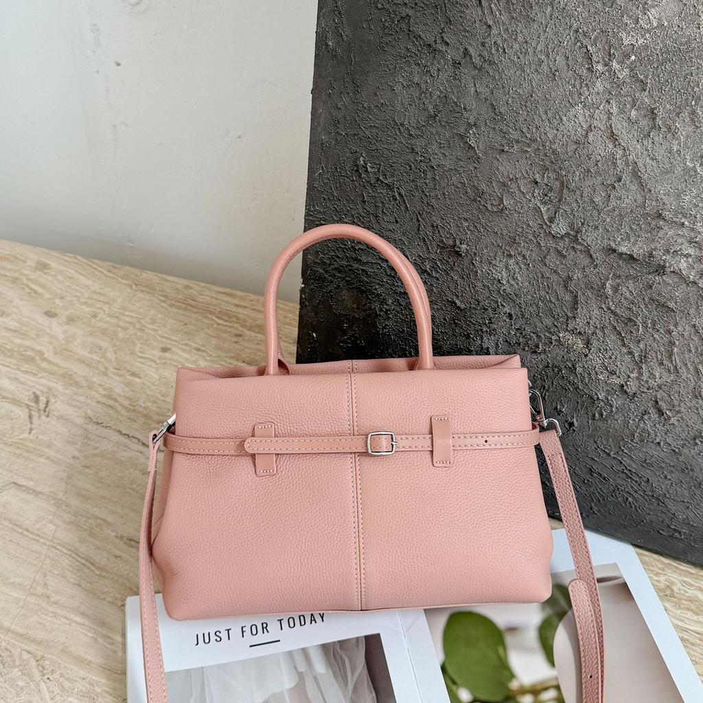 First-Layer Cowhide Shoulder Women'S Bag, Large-Capacity Messenger Tote Bag, Women'S Mommy Bag, Commuting Fashion And Simple Shopping