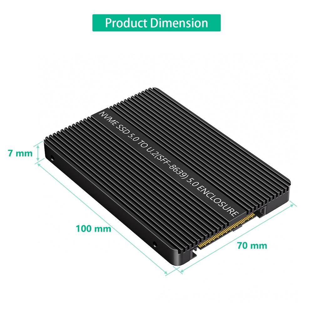 PCIe 5.0 M.2 NVMe to U.2 SFF-8639 Adapter with Full Aluminum Heat Dissipation, Supports 2230-2280