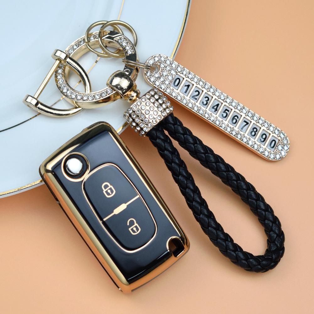 2 3 Buttons Key Fob Cover Case Fit For Peugeot Partner Tepee 207 307 308 407 Fit For Citroen C-Crosser C3 C4 Picasso Berlingo Cover Key Ring
