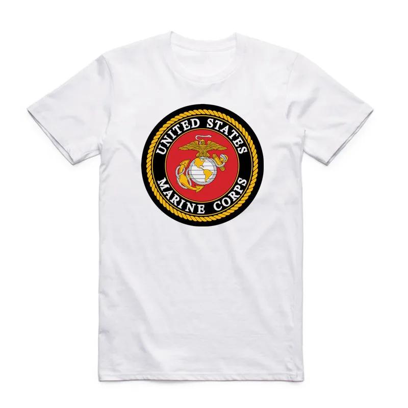 2026 Uomo Stampa USMC Moda Maglietta Bianca Estate Casual Maniche Corte Girocollo Maglietta Corpo dei Marines degli Stati Uniti Uomo Camisetas