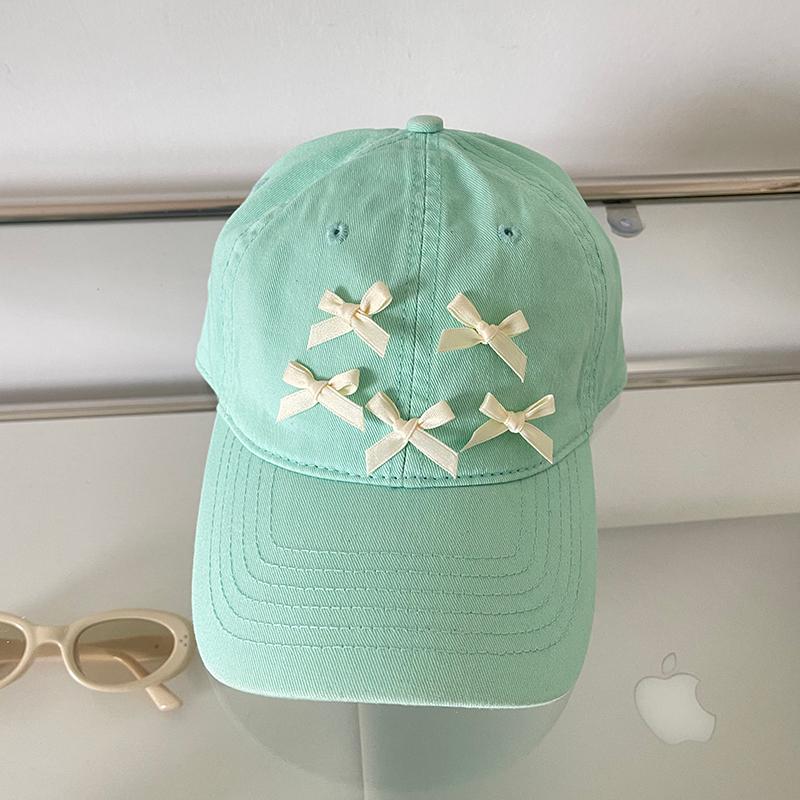 Spring and summer soft top baseball cap versatile bow sweet visor casual sun protection cap female tide