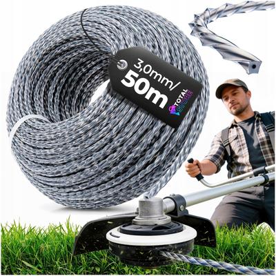Reinforced Cutting Line 3.0mm 50M Twisted for Brushcutter String Trimmer Grass Mowing