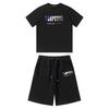 Mens Gradient Letter Embroidered Cotton Tee Shorts Set Streetwear Casual Outfit