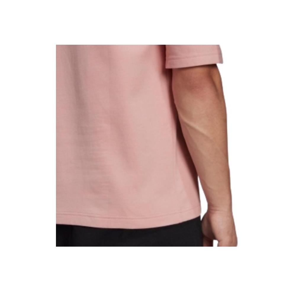 Adidas Solid Logo Print Casual Crew Neck Short Sleeve T-Shirt Men Tops Light-Pink HB6598