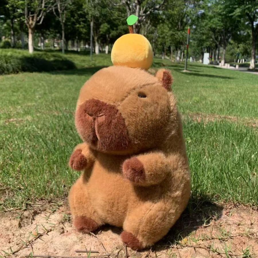 Capybara Plüschtiere Kawaii Stofftiere Anime Orange Capibara Schildkröte Rucksack Kapibala Weich Niedlich Kinder Spielzeug Geburtstag Weihnachtsgeschenk