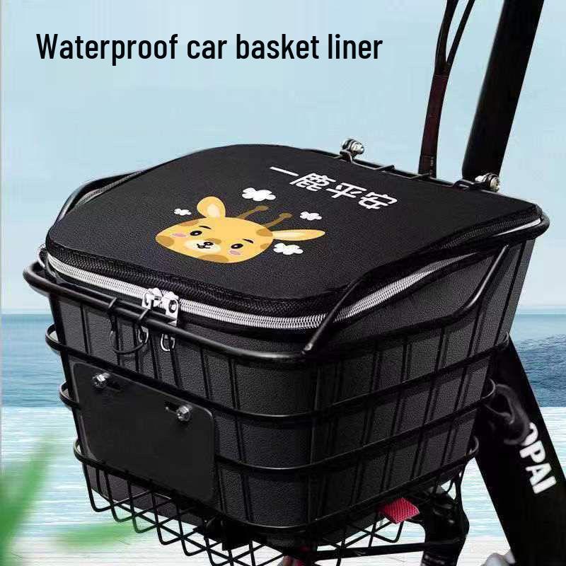 Electric Vehicle Basket Liner: Waterproof, Dustproof Cover with Lid for Front Bicycle Storage