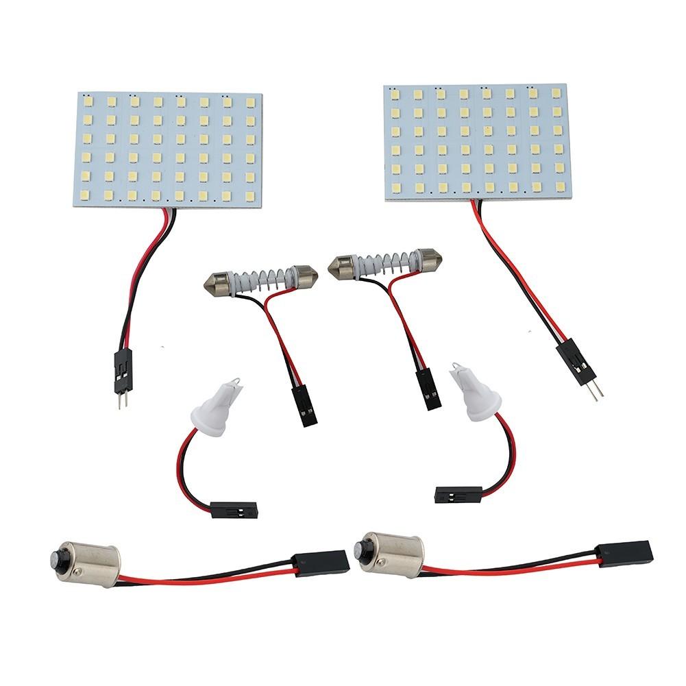 2 Pcs 12V Car 48 LED Panel Light Festoon Ba9s Dome Map Interior Bulbs