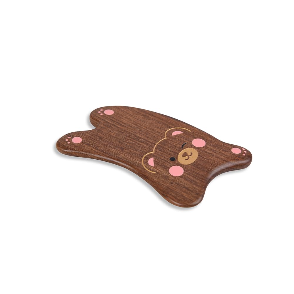 TAN MUJIANG Wooden Massage Board with Hand-Carved Bear Motif