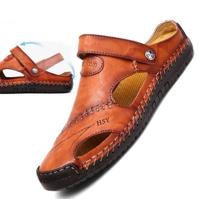 Yaz erkek Sandalet Erkek Deri Sandalet Klasik Roma Sandalet Terlik Yumuşak Açık Ayakkabı Plaj Kauçuk Erkek Trekking Sandalet