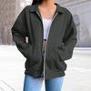 Women's  Fashion Zipper Hoodie Long Sleeve Hooded Pullover Sweatshirt Casual Solid Color Tops With Pockets