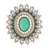 Emerald Oval Rhinestone Brooch - Luxurious Retro Palace Qipao Corsage Accessory