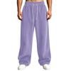 Pantalones de pana para hombre de cintura alta con bolsillos de corte holgado pierna recta ancha color casual