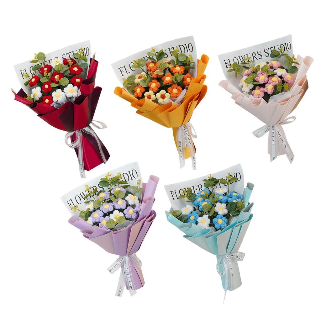 Crochet Flower Bouquet Decoration Shelf Gift Mother's Day Preserved Flower