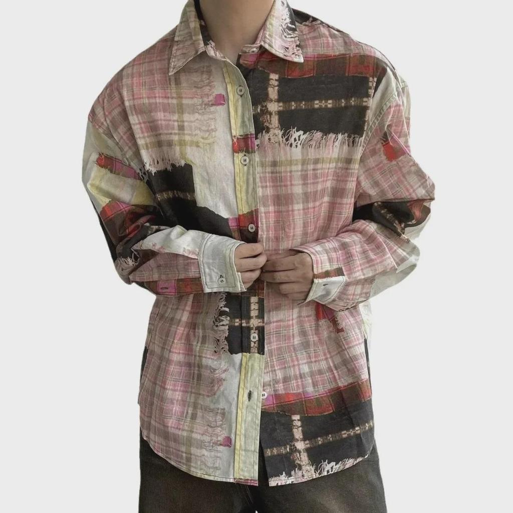 Unisex Yellow Plaid Shirt Jacket – Casual Retro Spring/Autumn Top