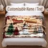 Winter Theme Soft Blanket Personalized Custom Name Text Print Warm Blanket Home Sofa Bedroom Decor