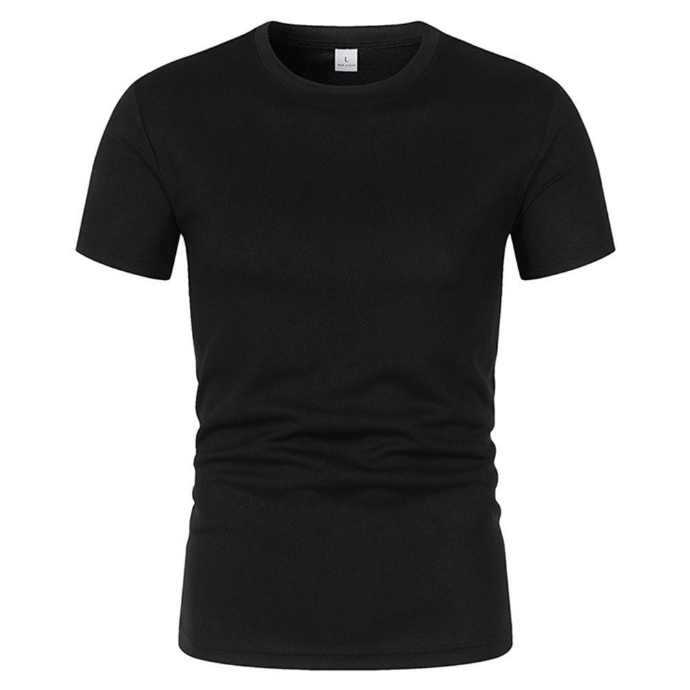 Men's Quick-Dry Mesh Sports T-Shirt - Short Sleeve, Round Neck, Solid Color