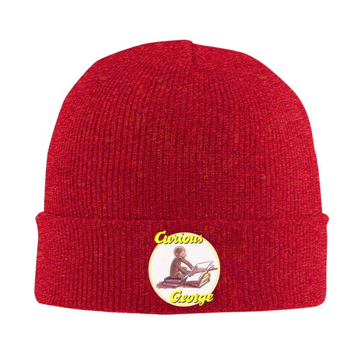 

Curious George Reading Poster Warm Knitted Cap Winter Knit Bonnet Hat Skullies Beanies Hip Hop Caps for Unisex One Size