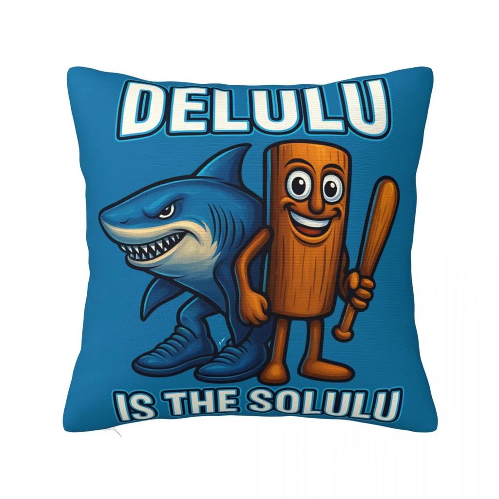 Italian Brain Rot Meme Pillow Cover Double Sided Tung Sahu Design Polyester Cushion for Sofa Bedroom Car Decoration