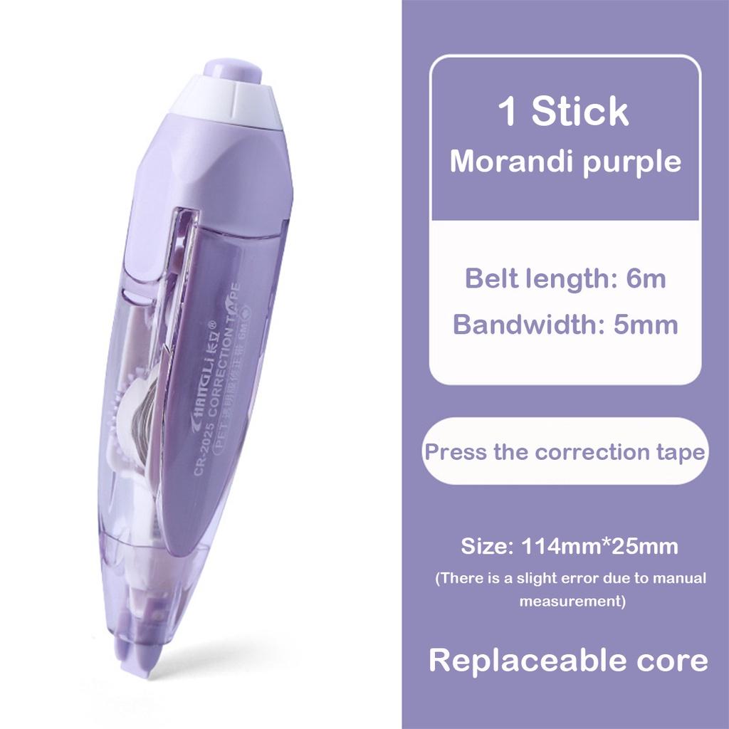 6M5MM Press Type Correction Tape with Replaceable Refills Morandi Color Series for Students School Office Stationery Supplies