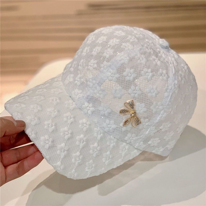 New summer hat women's fashion rhinestone hollow lace baseball cap thin breathable sunscreen visor cap cap