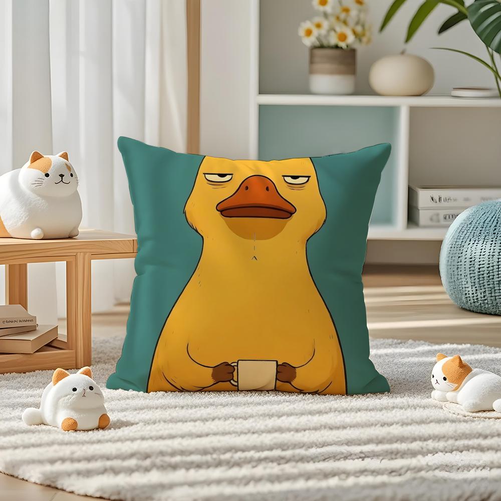 Funny And Surprising Duck Pattern Pillow Case Double-Sided Plush Sofa Cushion Covers Organic Breathable Invisible Zipper