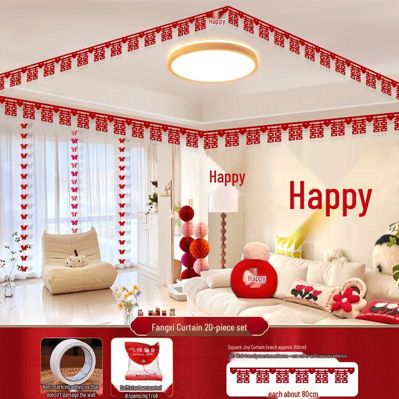 Double Happiness Wedding Ceiling Decorations: Bridal Bedroom & New Home Fan Ornaments