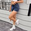 2026 Summer New Women's Casual Trendy Frayed Edge Solid Color Denim Shorts