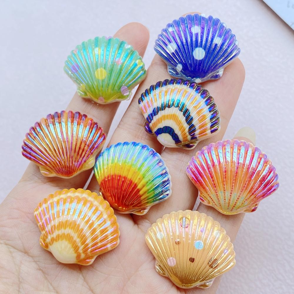 10Pcs New Cute Resin Cartoon Colorful Shells Series Flat Back Scrapbooking DIY Jewelry Craft Decoration Accessories