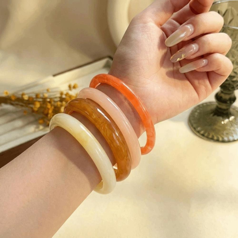 4 pcs/set Minimalist Resin Bracelet Set Vintage Layering Jewelry Retro Stackable Bangle Gift Giving