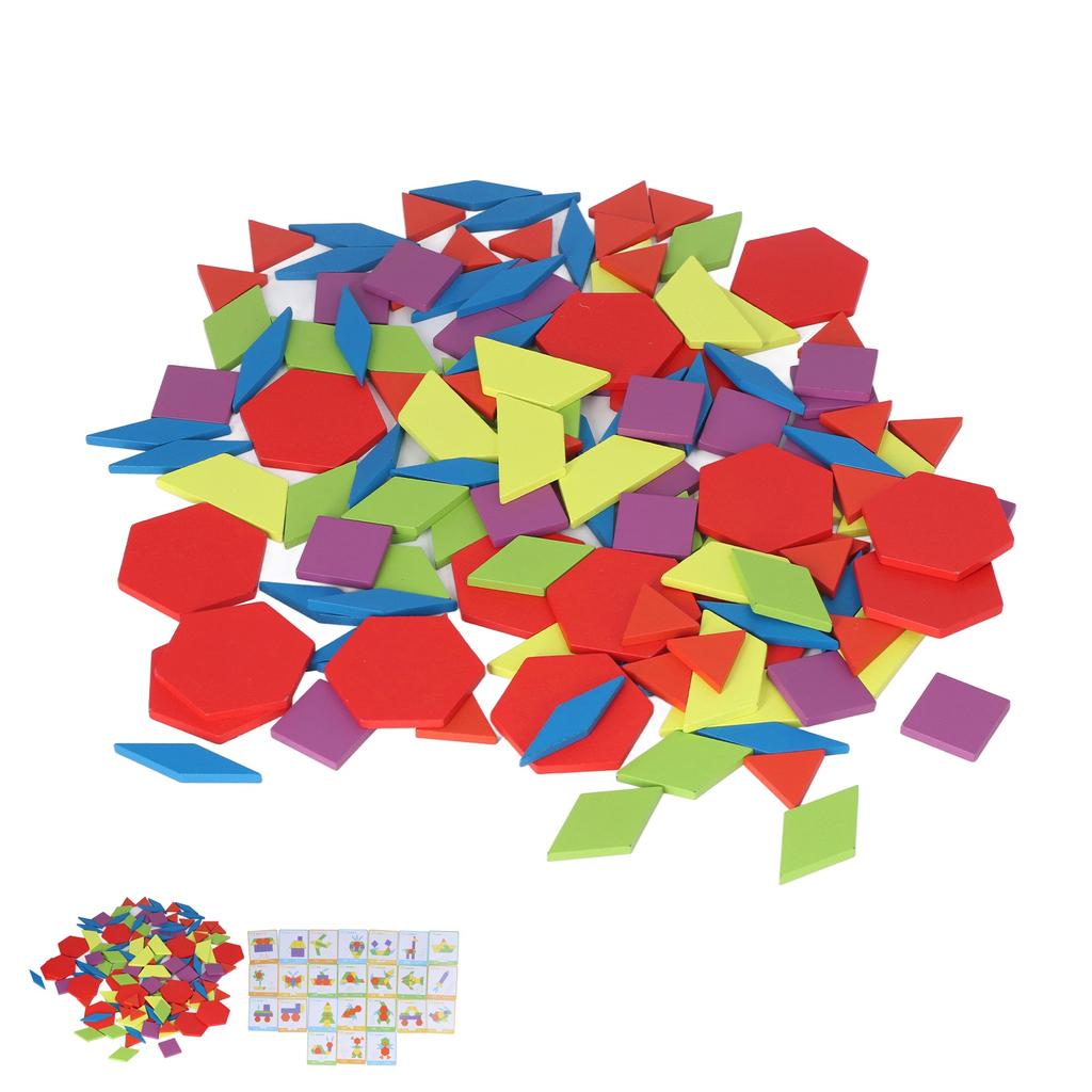 Tangram Toys Educational Bright Color Geometric Shape Puzzle Wooden Pattern Blocks Set for Kids