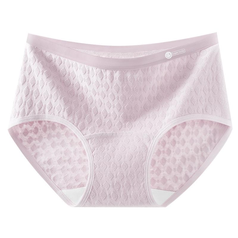 2024 Medical Grade 7A Women's Mid-Waist Seamless Crotch Antibacterial Jacquard Cotton Underwear