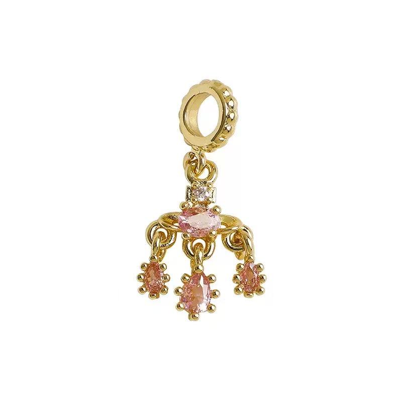 Charm Bracciale Pendente Pianeta Zircone Goccia d'Acqua Placcato Oro 14K Materiale Gioielli Fai da Te