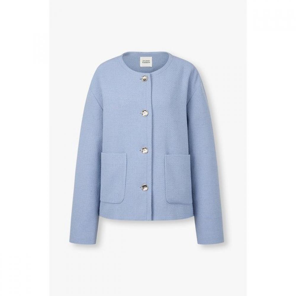Studio Tomboy Big Pocket Round Neck Tweed Jacket 9176112972