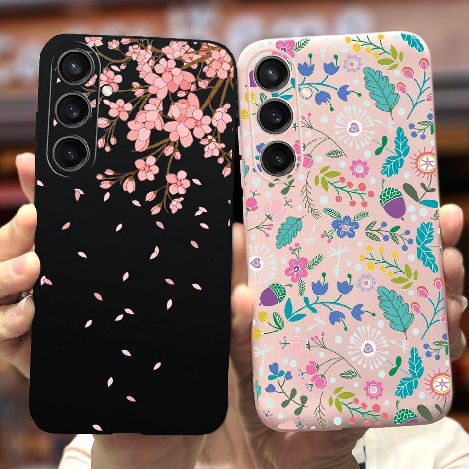 For Funda Cover Samsung A35 5G Case SM-A356E Couple Love Heart Flower Cat Painting Back Shell For Samsung Galaxy A35 5G Etui